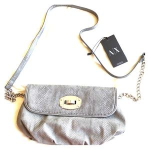 NWT Armani Exchange Gray Snakeskin Bag